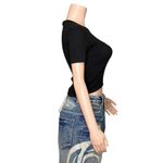 NAKEDCASHMERE Amey Cotton Cashmere Crewneck Baby Tee, Black, XS Black Photo 10