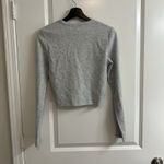 Aritzia  TNA Gray Waffle Knit Long Sleeve Crop Top Medium Athleisure Cozy Minimal Photo 5