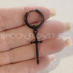 Punk Goth Dagger Sword Huggie Hoop Earring Black Photo 2