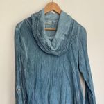 Soft Surroundings | Blue Asymmetrical Hem Cowl Neck Top sz large Photo 1