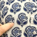 J. Crew Paisley Floral Block Print Button Down Shirt Preppy Blue White size 12 Photo 4