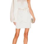 SELMACILEK One Sleeve Mini Dress in Ecru XSmall New Womens Satin Cocktail White Size XS Photo 0