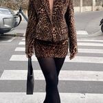 ZARA  blazer animal print velvet velour cheetah leopard jacket suit coat  Photo 2