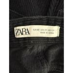 ZARA Corduroy Straight Leg High Rise Cropped Pants Trousers Raw Hem 31 Black Photo 6