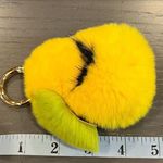 Faux Mink Fur Yellow Pear Smiley Face Keychain Bag Charm Photo 8