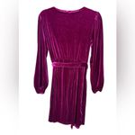 Nine West  Burgundy Velvet Wrap Dress Long Sleeve Plus Size 0X (14W-16W). Magenta Photo 1
