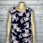 Connected Apparel NWT Size 24W Navy Blue & Purple Floral Print Sheath Dress Photo 1