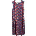 Natural Life  Pink Blue Floral Hangout Cotton Jersey Midi Tank Dress Boho Cottage Photo 2