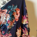 Umgee ๐NWT๐ SHEER NAVY FLORAL OVERSIZED V-NECK KNOTTED FRONT THROW-OVER SIZE LG Photo 3