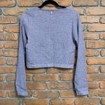 Fabletics  Womens XL‎ Top Purple Waffle Knit Cropped Long Sleeve Athletic Workout Photo 3