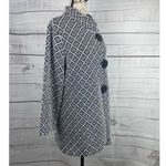JM Collection Jacket Womens L Navy Blue White Mandarin Collar Jacquard 3 Button Photo 2