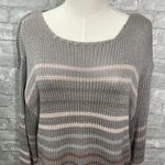 Lovestitch Gray and Brown Crew Neck Sweater with Ribbed Knit Photo 1