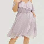 NWT!geometric ruffle trim cold shoulder pocket wrap dress size 14–16 or 1X Purple Photo 1