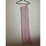 Midnight Doll  One Shoulder Pink Sequin Gown with Front Slit Size 0 Photo 1