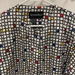 Funky 80’s geometric primary colors silky chunky button blouse 42 Madison Red Size 12 Photo 5