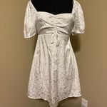 Altar'd State ❤️ Altared State White Floral Silky Dress Off the Shoulder Puff Sleeves Photo 1