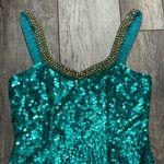 NITELINE By Della Roufogali Green Sequin with Gold Beaded Neckline Mini Dress 8 Photo 11