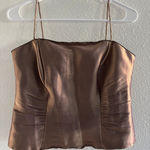 Dress Barn Vintage Top Womens 8 Brown Satin Cropped Beaded Formal Party 90s Photo 0