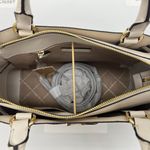 Michael Kors Light Cream Multi Reed Large Belted Satchel Purse Photo 6