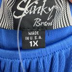 Slinky Brand  dress 1X off shoulder tiered ruffle hem shift stretch travel blue Photo 7