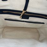 Kate Spade New York Straw Tote Bag Navy Blue White Stripe Dragonfly Embellished Photo 8