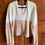 Beige/brown tye dye cropped hooded pullover Size L Photo 0