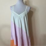 VEDA Summer Pastel Fiesta Orange Colorblock Sleeveless Shift Dress Size XL Photo 2