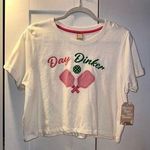 Messy Bun Just Chillin NWT Day Drinker Crop Tee Photo 0