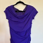 Escada Bright Purple Bodycon Fitted Dress Back Zip Ruched Midi Size 36 / Small Photo 2