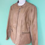 Mo-Ka Tan Faux Leather Jacket Photo 4