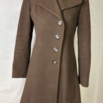Cole Haan Brown Wool Alpaca Cashmere Fit-and-Flare Coat Tailored Winter Classic Photo 0