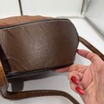 Vintage Made in USA Brown Leather Patchwork Shoulder Bag Leopard Print Snake Photo 9