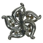 Star Clear Rhinestone Silver Tone Brooch 2" Vtg Unsigned Photo 1