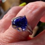 Tanzanite & CZ Sterling Silver Heart Ring Purple Photo 5