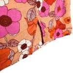 Urban Outfitters  Rosie Notched Pelmet Linen Floral Mini Skirt Orange Size Medium Photo 4