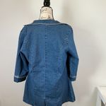 NWT Bleu Bayou Denim Jacket Embellished Rhinestone Trim 3/4 Sleeve Small Blue Photo 3