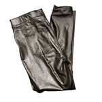 Spanx Large Brown Faux Vegan Leather Shiny Pull On Skinny Leg Pants Rear Pockets Photo 8