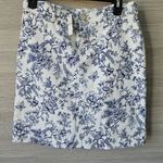 Talbots Skirt Womens Size 4P Bird Toile Print Denim A-Line Stretch Floral Skirt Photo 1