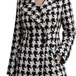 Candie's Vtg  Y2K Houndstooth Double Breasted Coat sz L Black White Wool  Bow 2000 Photo 0