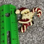 Santa Clause Riding a Candy Cane Christmas Enamel Pin Brooch Jewelry Vintage Photo 6