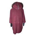 Rebecca Minkoff Scotch Wool Burgundy Red Fur Hooded Coat Size Medium Photo 11