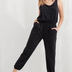 Aerie Racerback Tank Jogger Jumpsuit Drawstring Waist Black Women's Size Small Photo 0