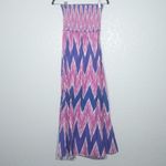 ZARA  Purple & Pink Geometric Smocked Strapless Maxi Dress Size XS Photo 4