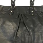 Perlina NEW YORK Leather Tote Shoulder Bag Black Office Business Everyday Travel Photo 3