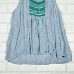 Hollister  Blue White Striped Sleeveless‎ Embroidered Tank, Light, Size Small Photo 2