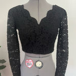 City Studio Womens Black Lace Glitter
Crop Top Blouse Photo 0