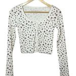 Aeropostale Long Sleeve Floral Button-Front Crop Top in White/Red Size XS Photo 5