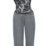 Cache Crop Wool Blend Removable Belt Tweed Pant Black White Gray New $118 NWT Photo 0