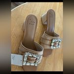 A New Day  Beige Mules with Crystal Buckle rattan size 10 Photo 1