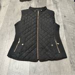 Active USA Womens Vest Puffer Black Gold Accents sleeveless medium stylish zipper pockets Photo 1